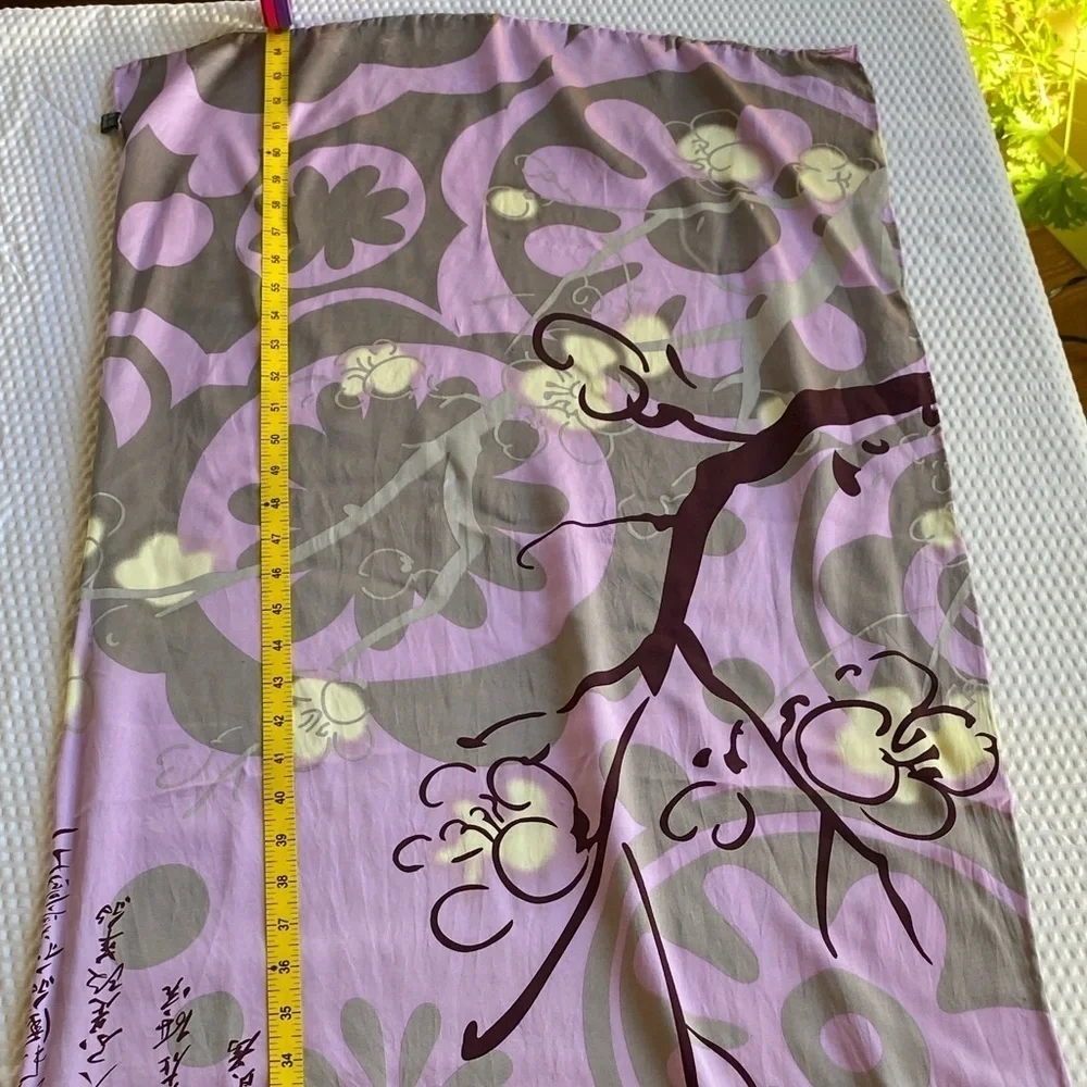 Handmade Scarf Silk Long Purple Lilac Gray 65”
